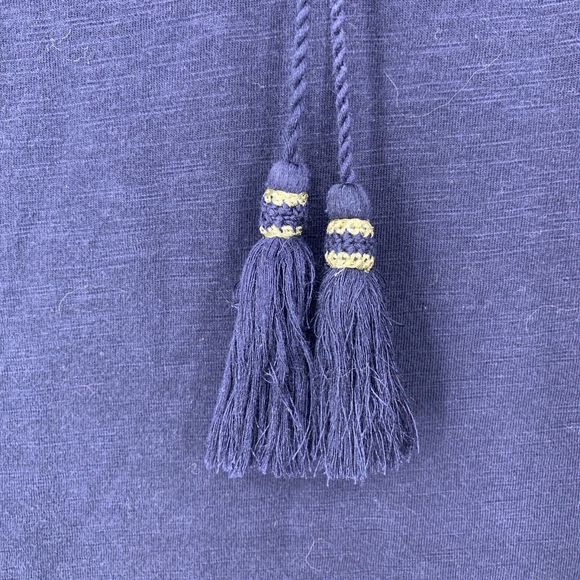 Lilly Pulitzer De Lago Tasstled Dress Flare sleeves Navy Blue Cotton Modal - Picture 8 of 10